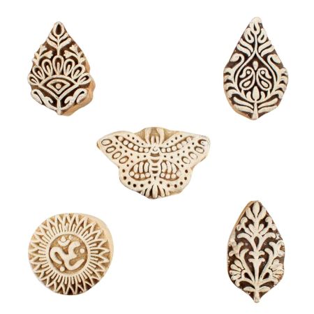 Set of 5 Piece New Mix Wooden Printing Blocks